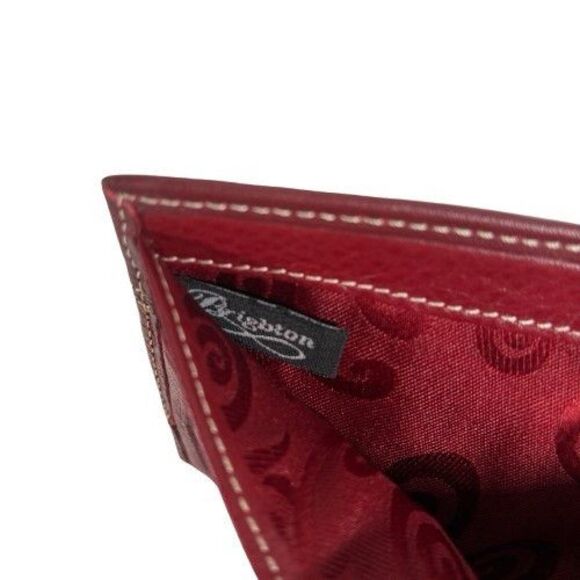 New Brighton Moc Croc Leather Wallet Bifold Large Silver Heart Clutch Kisslock - Picture 11 of 16